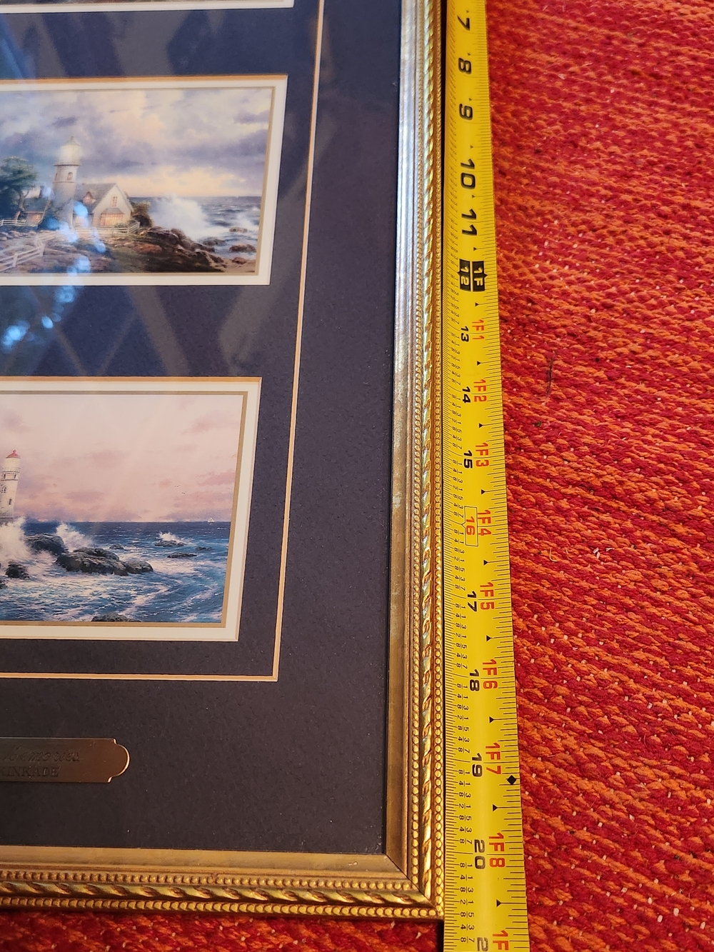 Framed Triple Lighthouse Seascape Accent Prints in Black and Gold - Picture 9 of 10
